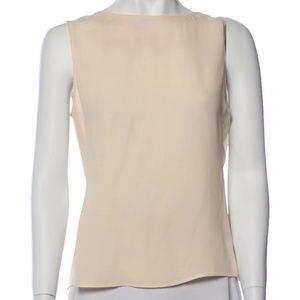 Giorgio Armani Silk Bateau Neckline Tank Button Back Top